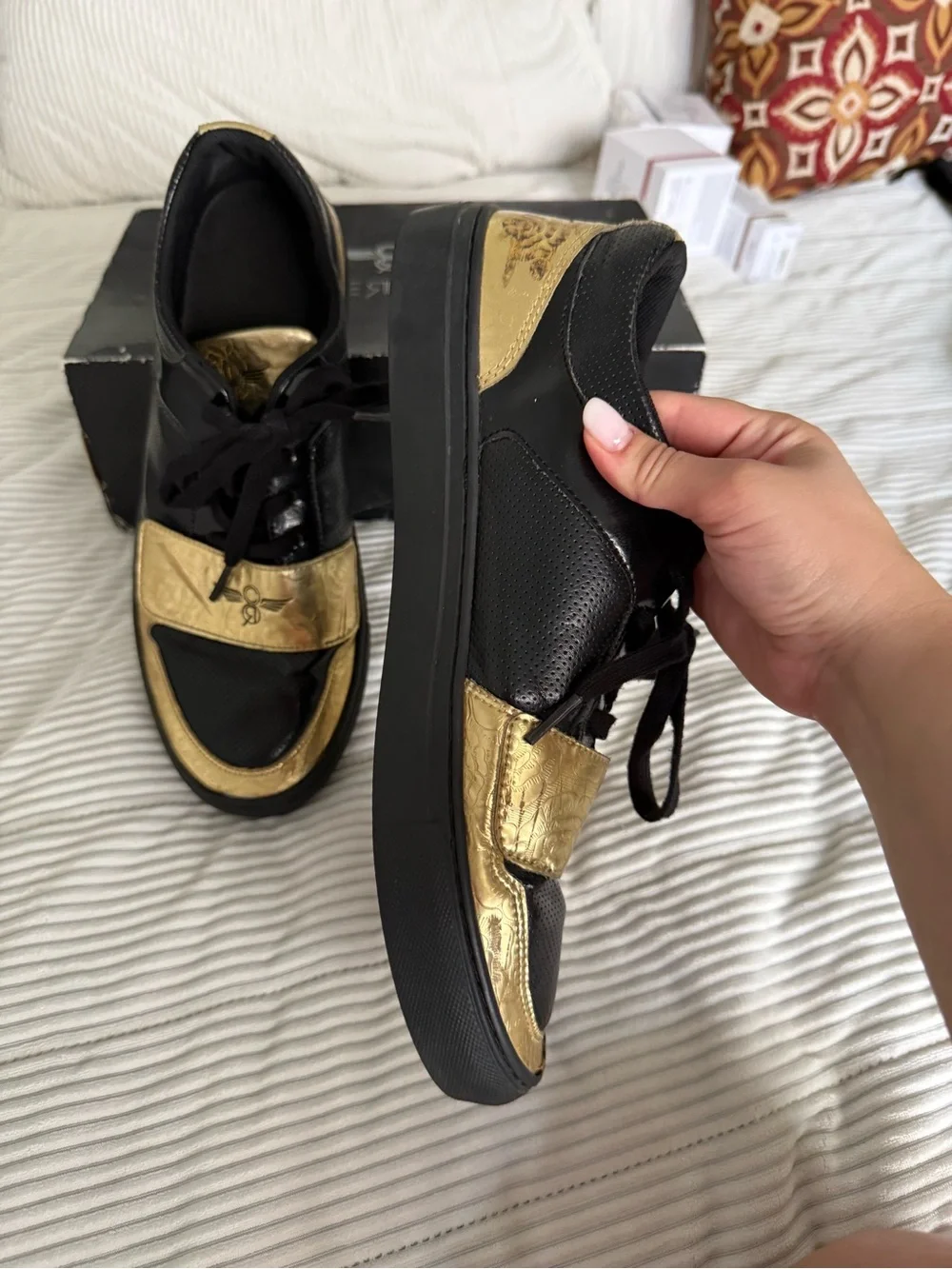 Creative Recreation Cesario Lo Men's Sneakers SZ 12 Black Metallic Gold With Box